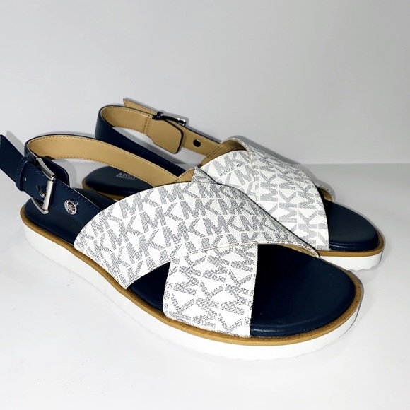 Michael Kors Shoes - New Michael kor Janine Mini MK logo PVC Blue/white